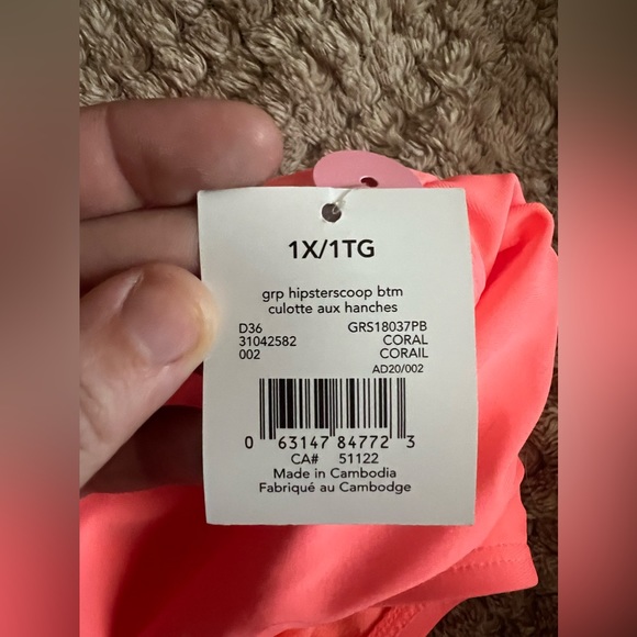 BNWT Women’s Plus 1XL Bathing Suit Bottoms - High Waisted Pink - Picture 2 of 6